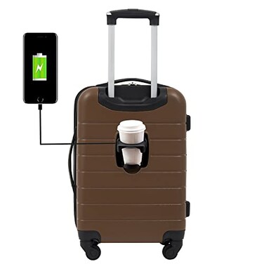 Wrangler Smart Spinner Hardside Luggage 22Inch CarryOn Toffee