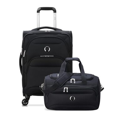 DELSEY PARIS Sky Max 20 Softside Expandable Luggage with Spinner Wheels Black 2Piece Set 21Duffle
