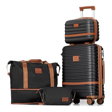 Joyway Carry On Luggage 20 Inch Expandable Suitcase with Spinner Wheel 4 Piece Hard Shell Luggage Set with TSA LockBlack brown