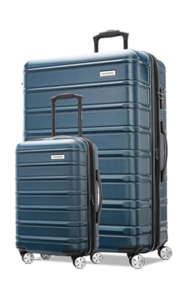 Samsonite Omni 2 Hardside 2 Piece Set Includes Global CarryOn Large Checked Suitcases 360 Dual Spinner Wheels Integrated TSA Lock Expansion Nova Teal