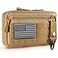 FRTKK Tactical Molle Admin Pouch Utility Laser Cut EDC Tool Pouch Bag Horizontal Modular Pouches Include US Flag Patch and Keychain Tan