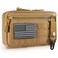 FRTKK Tactical Molle Admin Pouch Utility Laser Cut EDC Tool Pouch Bag Horizontal Modular Pouches Include US Flag Patch and Keychain Tan