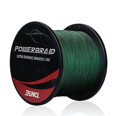 RUNCL PowerBraid Braided Fishing Line Ultra Durable Braided Line 4 Strands Seamless Weaving Tech Enhanced Coating Tech Zero Stretch High Sensitivity Moss Green 1000Yds 50LB227kgs