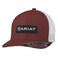 ARIAT Mens Rectangle Logo Patch Cap Snapback Red with Grey Mesh Back