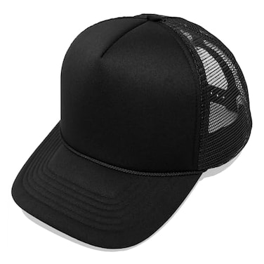 DALIX Plain Trucker Hat Mesh Cap in Black
