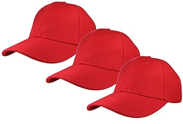 Gelante Plain Blank Baseball Caps Adjustable Back Strap 3 PC001Red