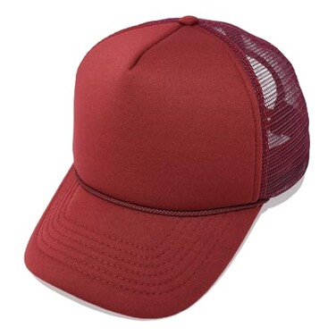 DALIX Plain Blank Trucker Hat Mesh Cap in Maroon