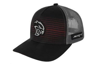 Dodge SRT Hellcat Rumble Snapback Trucker Hat Black Red Mesh Cap with Embroidered Hellcat Logo Patch SRT Side Patch Licensed