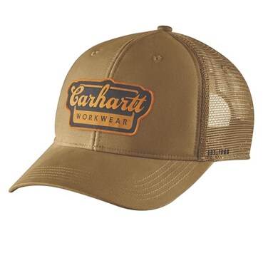 Carhartt Mens Rugged Flex Twill MeshBack Script Patch Cap Golden Grass One Size
