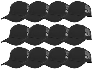 Gelante Mesh Trucker Baseball Cap Structured Front Panel Wholesale LOT 12 Pack TR001 Black