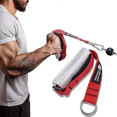J Bryant Arm Wrestling Exercise Handle 2 in Grip Red Wrist and Forearm Exerciser Pulldown Triceps Rope Workout