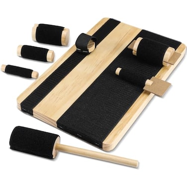 Silipull Hand Exercise Board with Hook and Loop Fasteners Hand Therapy Tool Equipment 14 x 9 Hook and Loop Exercise Board Solid Wood Base with Wood Tools for Improving and Finger Strength