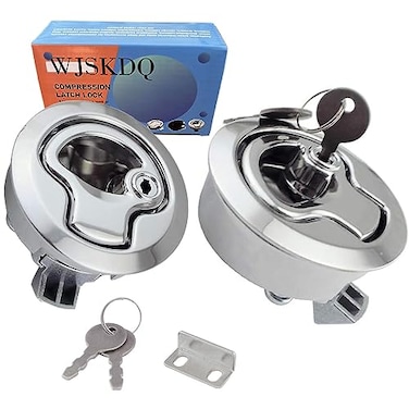 WJSKDQ 2PCS 2 Flush Pull Slam Latch Marine or Boat Door Deck Hatch 14 Locking Style Marine Hatch Latch Lock