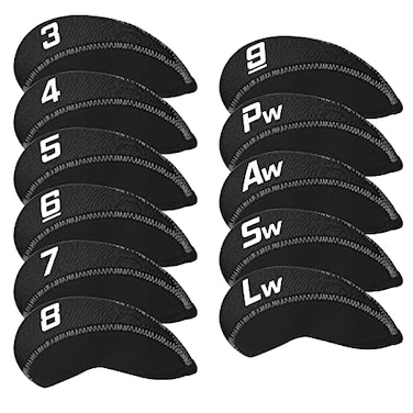 Craftsman Golf 11pcsSet Neoprene Iron Headcover Set with Large No for All Brands CallawayPingTaylormadeCobra Etc Black