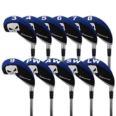 Craftsman Golf 11pcs Multi Color Skull Golf Club Neoprene Iron Head Cover Headcover Set Protector Cases Blue Black