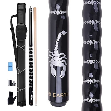 AB Earth Ergonomic Design 13mm Tip 58 Maple Pool Cue Stick Kit with Hard Case Black 20oz