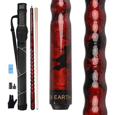 AB Earth Ergonomic Design 13mm Tip 58 Maple Pool Cue Stick Kit with Hard Case Red 21oz