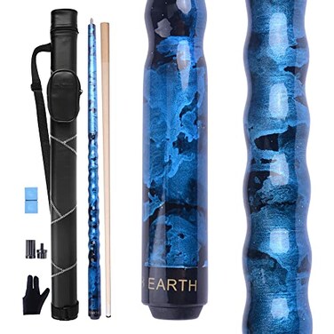AB Earth Ergonomic Design 13mm Tip 58 Maple Pool Cue Stick Kit with Hard Case Blue 18oz