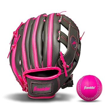 Franklin Sports RTP Teeball Performance Gloves Ball Combo GraphitePink 95 Right Hand Throw