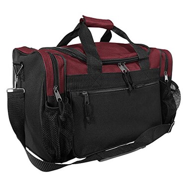 DALIX 17 Duffle Bag Front Mesh Pockets in Maroon