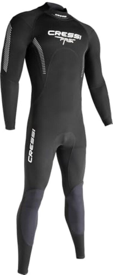 Cressi Mens 1 mm Neoprene Wetsuit BlackGrey Large BackZip Seal for Scuba Suit Abrasion Knees for Dive Gear Flex Neoprene for Surfing