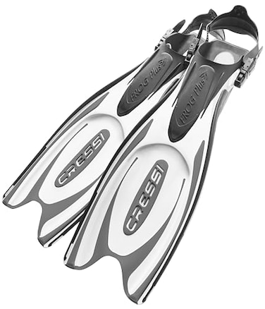 Cressi Frog Plus Adjustable Open Heel Fins WhiteBlack ML