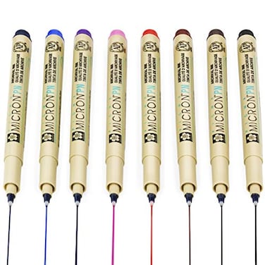 Sakura Pigma Micron PN Fineliner Pens 0405mm 1 of Each Colour Pack of 8