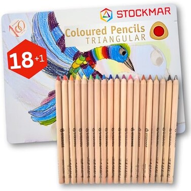 STOCKMAR Colored Pencils Triangular 18 Colors 1 Graphite Pencil