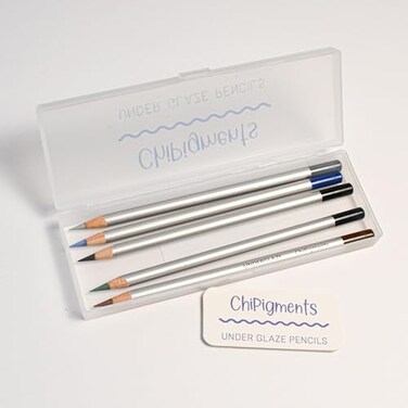 ChiPigments Underglaze Pencils Shadows 5Pack Dark Blue Gray Dark Green Brown Black Ceramic Decorating Tools for Pottery Bisqueware Glass KilnFired LeadFree NonToxic