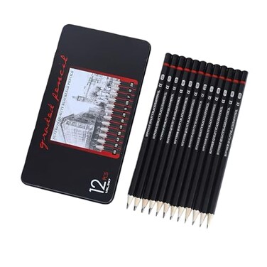 YYMIYU 12pcs Sketch Pencil Set 8B 7B 6B 5B 4B 3B 2B B HB F H 2H Ideal For Drawing Art Sketching Shading Artist Pencils For Beginners Pro Art