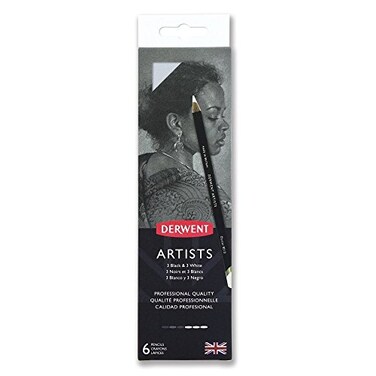 Derwent Artists Black White Pencils Set of 6 Art Pencils 2302342