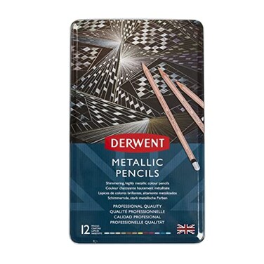 Derwent Metallic Pencil Tin of 12 2305599
