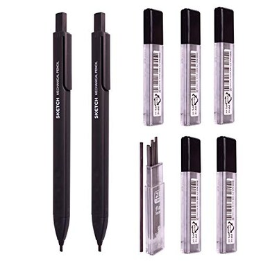 Sketch Flat Lead 18 mm Holder Pen Mechanical Pencil for Draft Drawing Art SketchingCalligraphyMarking 18 mm 2B Lead 6 Tube Graphite Lead RefillGift Box