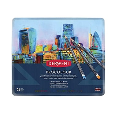 Derwent Colored Pencils Procolour Pencils Drawing Art Metal Tin 24 Count 2302506