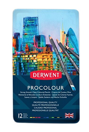 Derwent Colored Pencils Procolour Pencils Drawing Art Metal Tin 12 Count 2302505