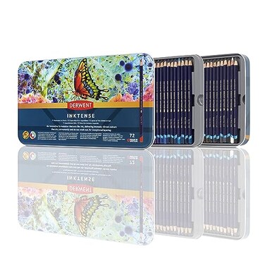 Derwent Coloured Pencils Inktense Ink Pencils Drawing Art Metal Tin 72 Count 2301843