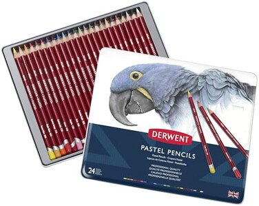 Derwent Pastel Pencils 4mm Core Metal Tin 24 Count 32992