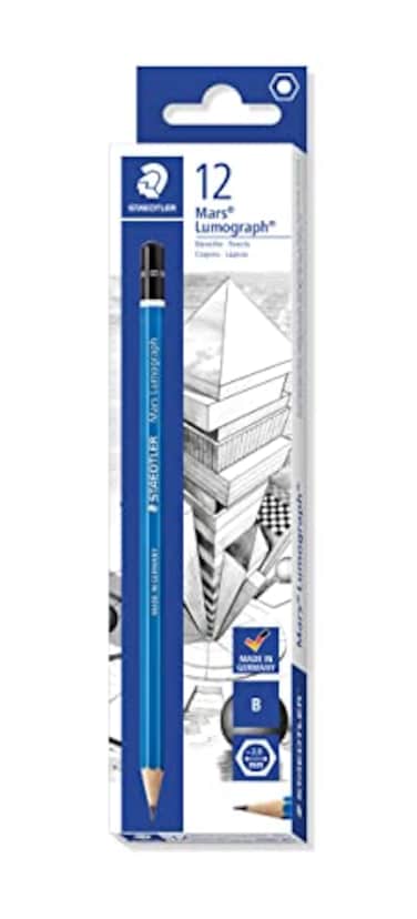 Staedtler Mars Lumograph B Graphite Art Drawing Pencil Very Hard BreakResistant Bonded Lead 12 Pack 100B