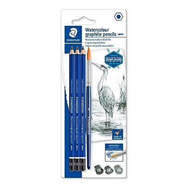 Staedtler Mars Lumograph Graphite Watercolor Pencils Kit Set of 3 Includes Watercolor Brush 100ASBK4