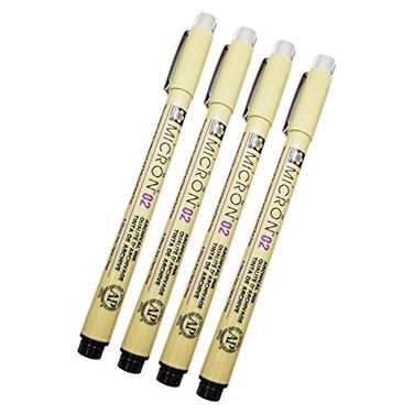 Sakura Pigma Micron 02 Black Pen 03mm Line Width Pack of 4 02