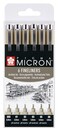SAKURA Pigma Micron 6 Fineliners Pack of 6