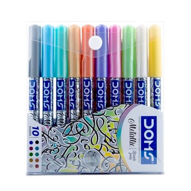 DOMS Metallist Series Metallic Brush Pen 10 Assorted Shades