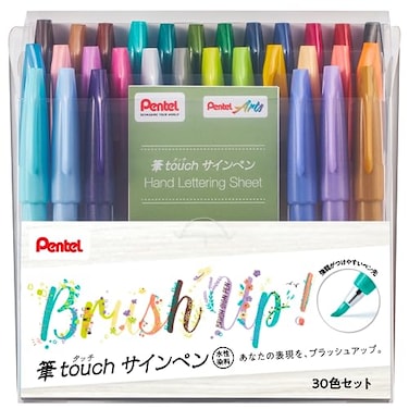 Pentel SES15C30STH Brush Touch Sign Pen Set of 30 Colors