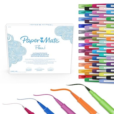 Paper Mate Flair Felt Tip Pens Ultimate Pack Features 5 Different Types of Pens 60 Count Creative Fun Classroom Essentials Teacher Supplies Arts Crafts