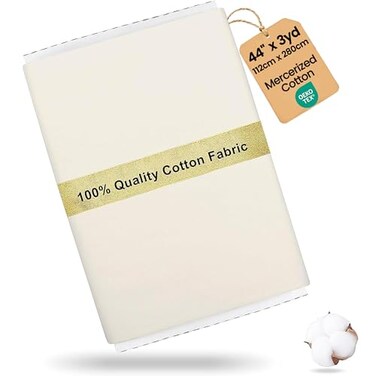 Craftido19 Options100 Cotton Fabric by The Yard in Solid Color 44Wide by 3yd 9 ft Medium Weight 52 ozSoft Cotton for Quilting Sewing Crafts Binding Backing and Lining Ivory White