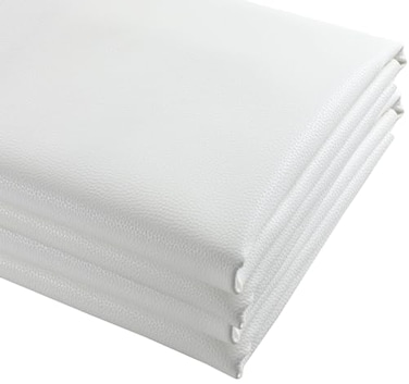 Picheng Soft Lychee Texture Faux Leather SheetsWaterproof Synthetic Fabric Material 54 x 36 Marine Vinyl Upholstery Leather for Replacement RenovateUpholstery CarDIY Crafts White