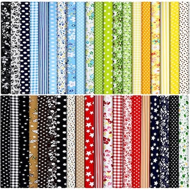 Tegeme 40 Pcs 10 x 10 Inches Cotton Fabric Bundle Squares Precut Fabric Squares Multi Color Floral Fat Sheets for Craft DIY Quilting SewingSimple Patterns