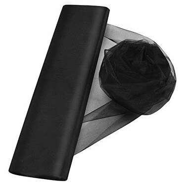 Anteer Crystal Organza Tulle Sheer Fabric Backdrop Curtains for Wedding Baby Shower Birthday Party Event Decor 19 by 30 Yard Black