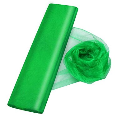 Anteer Crystal Organza Tulle Sheer Fabric Backdrop Curtains for Wedding Baby Shower Birthday Party Event Decor 19 by 30 Yard Green