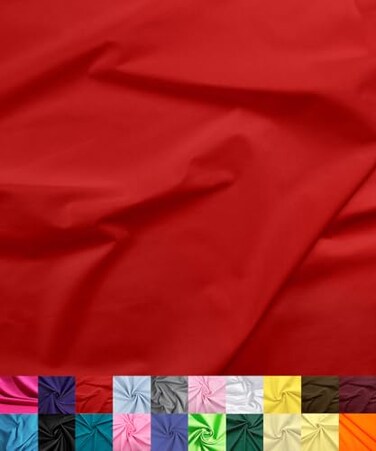 Barcelonetta Poly Cotton Fabric for Sewing Broadcloth Fabric by the Yard 60 Wide Roll Lightweight Breathable Lining Home Textile Skirts Tote Bags Red 2 Yard